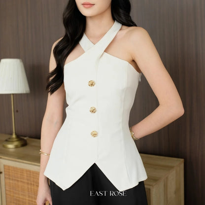 EastRose] Alhambra Top | Vest Top Wanita | Atasan Wanita Terbaru | Blouse Wanita | Kemeja Vest Wanita | Rompi Wanita | Vest Terbaru