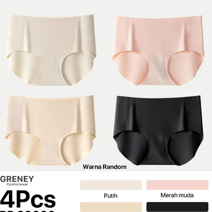 GRENEY-Gbras-Paket Celana Dalam (4PCS) CD Adem Seamless Celana Dalam Cotton Wanita Panties Sexy Warna Random-89634