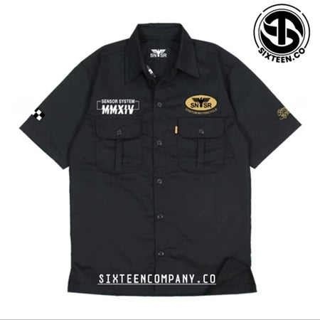 SIXPRO - Kemeja Pria Workshirt Sensor System Kemeja Casual Lengan Pendek Full Bordir Original