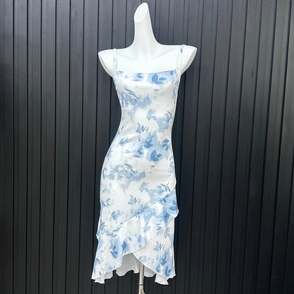 EMITA BLOOM fairy dress pink soft wanita korea baju flowy long dress pantai press Body korea style cantik dress tanpa lengan midi dress