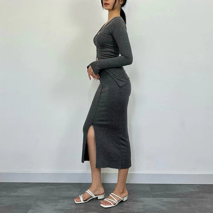 [ELEVENBASIC] HANNA KNIT SET | ONE SET LONG SLEEVE | SETELAN WANITA LENGAN PANJANG ROK & CELANA RAJUT