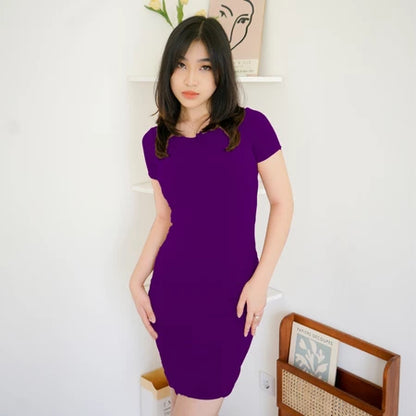 NZINGA Berly | Dress Wanita Polos Lengan Pendek - Bodycon Slim Fit Casual Elegan | Ukuran S - XXL