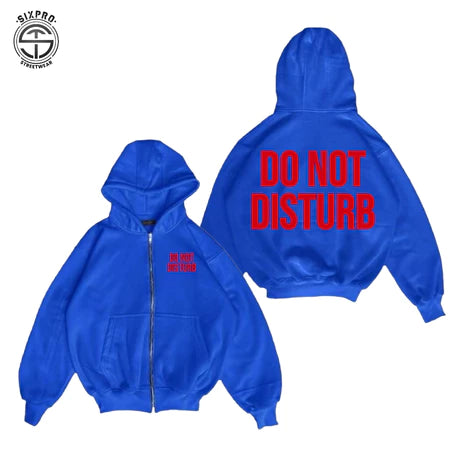 SIXPRO - Jaket Sweater Hoodie Boxy Zipper Do Not Disturb Black Self Control Unisex Oversize