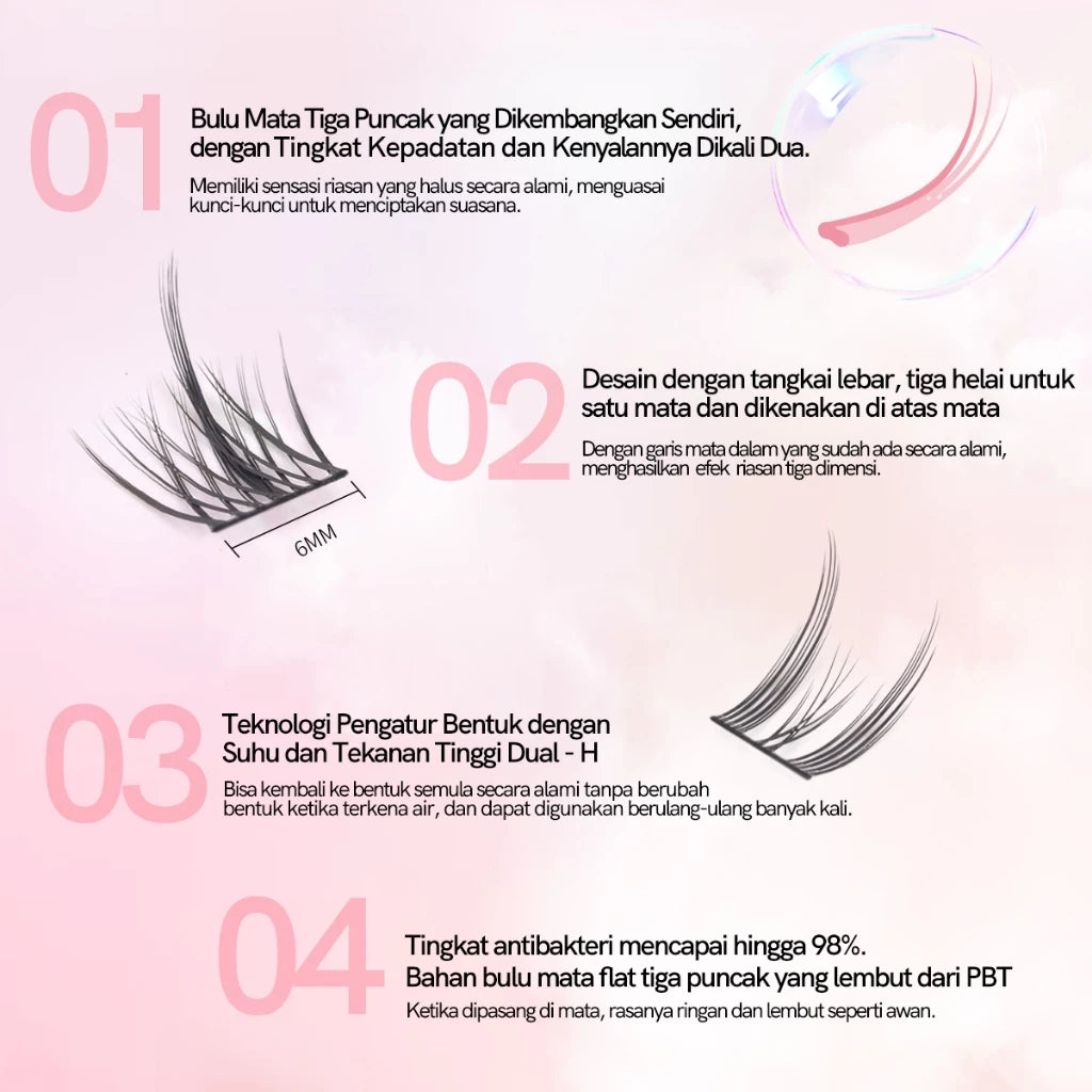 MLEN DIARY Bulu Mata Palsu Cotton Candy Seri Natural Simulasi Iblis Murni Liar Riasan Mata Bulu Mata Peri bulu mata eyelash extension
