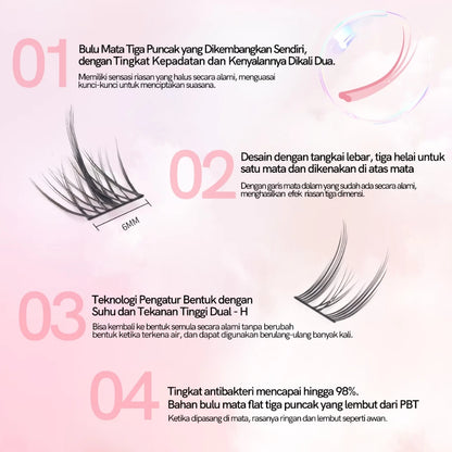MLEN DIARY Bulu Mata Palsu Cotton Candy Seri Natural Simulasi Iblis Murni Liar Riasan Mata Bulu Mata Peri bulu mata eyelash extension