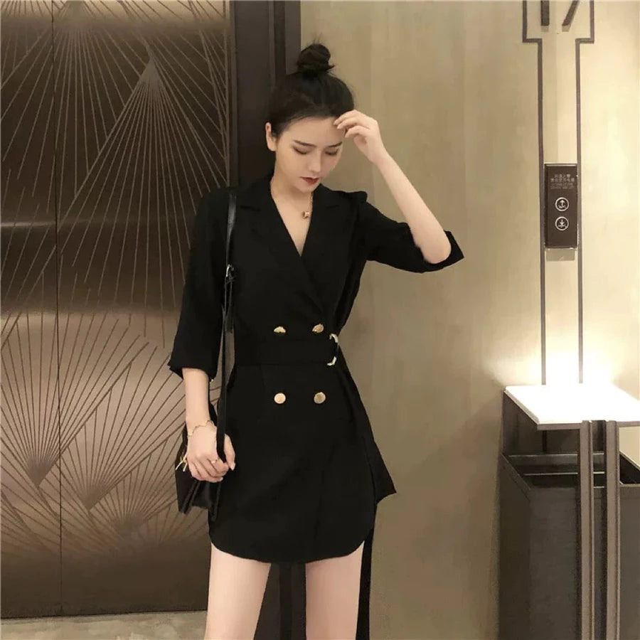 EMITA BLOOM blazer hitam polos fit body wanita kekinian panjang premium elegant korean style oversize jumbo terbaru 2026 baju outer