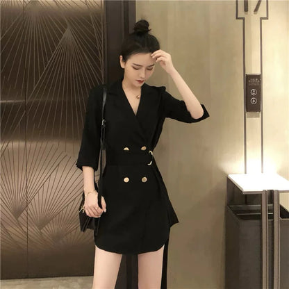 EMITA BLOOM blazer hitam polos fit body wanita kekinian panjang premium elegant korean style oversize jumbo terbaru 2026 baju outer