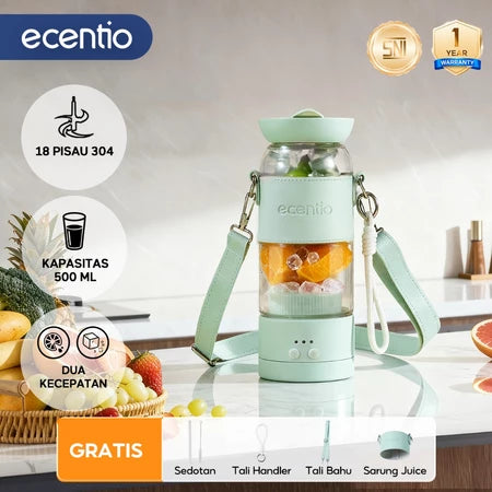 ecentio juicer portable 10 pisau juicer buah tanpa ampas 380ml+380ml blender jus buah juicer hand blender blender jus blender