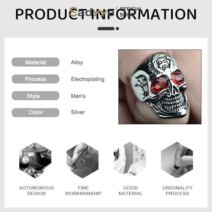 Sadyye Cincin Titanium Bentuk Tren Mode Rubi Bertahtakan Batu Vintage Pria Cincin Hip-Hop Aksesoris