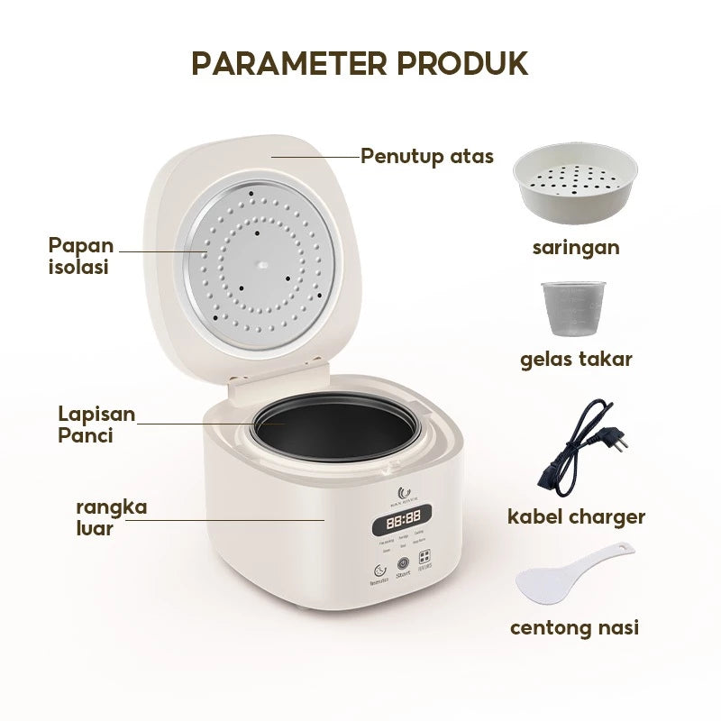 HAN RIVER Rice Cooker 1.2L Magic Com Smart cooker Penanak nasi HRRC02WT