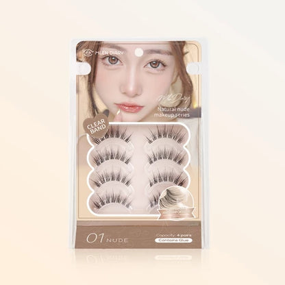 MLEN DIARY Bulu Mata Capacity 4 Pairs Contains Glue DIY bulu mata eyelash extension 1 paket Bulu Mata Palsu + lem Makeup Korea