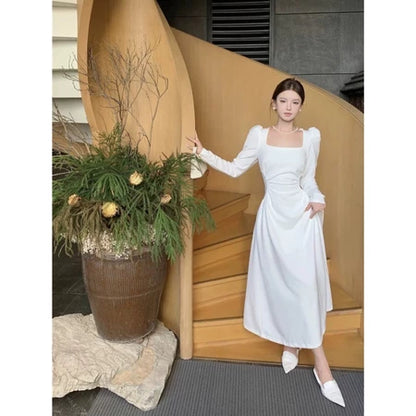 YIMITA midi dress korean style formal simple elegan wanita kekinian pantai press body terbaru 2026 casual plus size lebaran