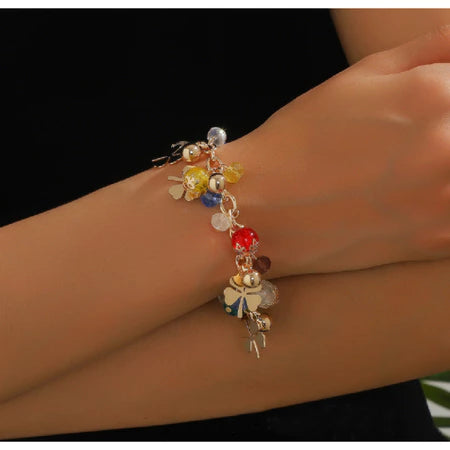 14 model Rantai Pesona Kristal Berwarna Gelang manik Multi-lapis Wanita Buatan Tangan Emas