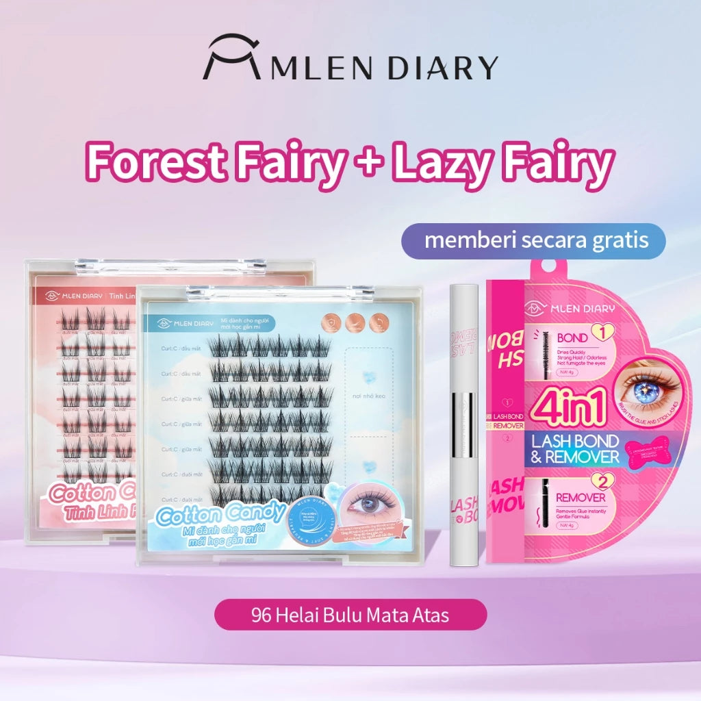 MLEN DIARY Bulu Mata Palsu Cotton Candy Seri Natural Simulasi Iblis Murni Liar Riasan Mata Bulu Mata Peri bulu mata eyelash extension