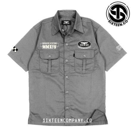 SIXPRO - Kemeja Pria Workshirt Sensor System Kemeja Casual Lengan Pendek Full Bordir Original