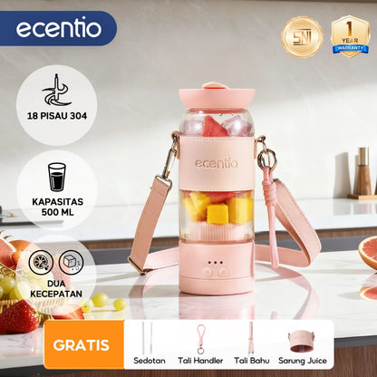 ecentio juicer portable 10 pisau juicer buah tanpa ampas 380ml+380ml blender jus buah juicer hand blender blender jus blender