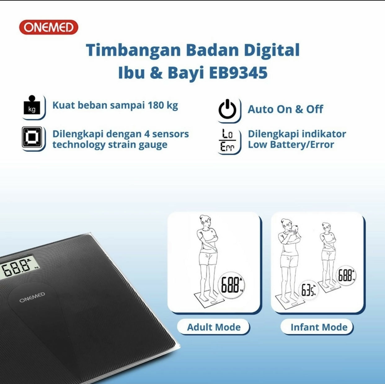 ￼Timbangan Badan Digital Ibu & Bayi EB 9345 Onemed