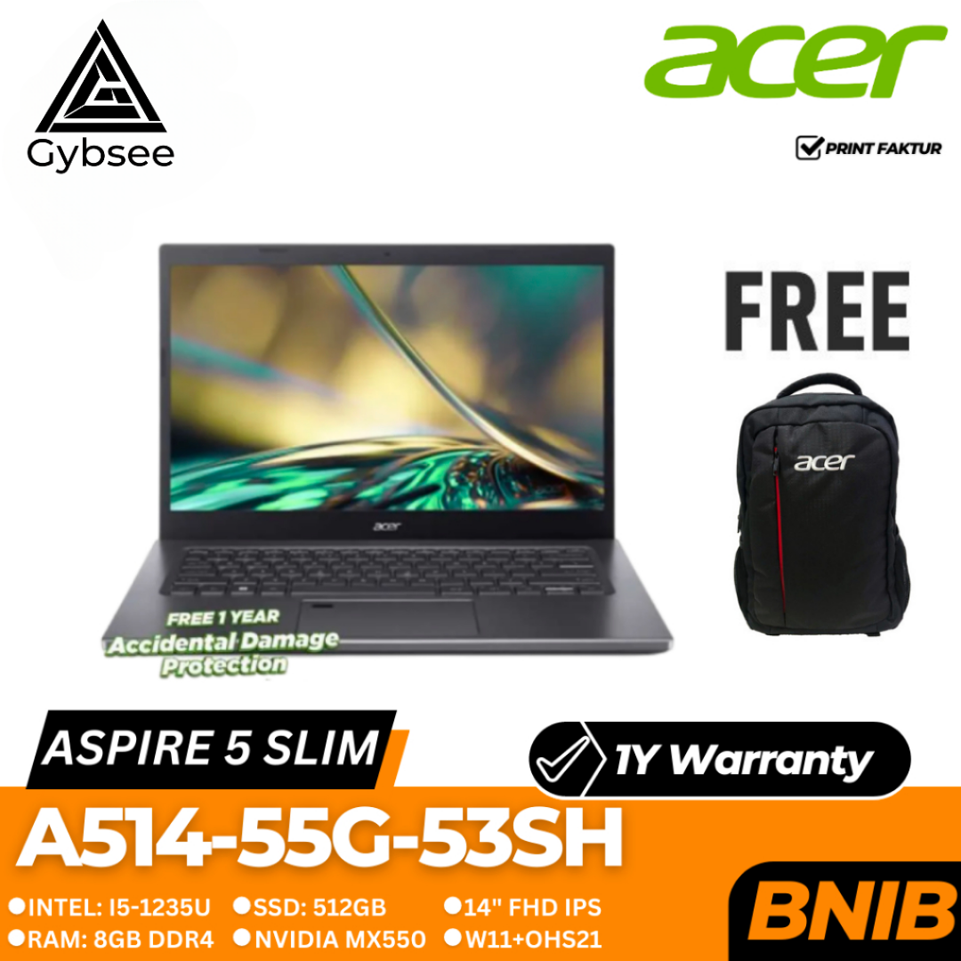 LAPTOP ACER ASPIRE 5 A514-55G-53SH | I5-1235U 8/512 MX550 W11+OHS21