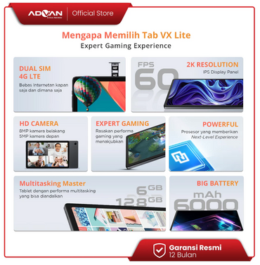 Advan Tab VX Lite 10.4" 4G LTE Tablet – Octa Core 2.0GHz Dual SIM