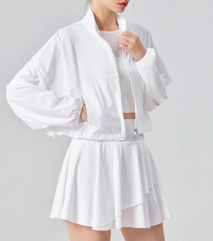 Set Sport Outer Lengan Panjang / Rok Ruffle Olahraga Padel Tennis Golf