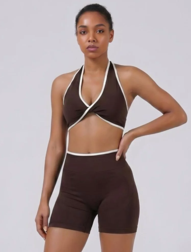 SET OLAHRAGA WANITA SPORT BRA (Ada cup bra) + SHORT GYM FITNESS WORKOUT