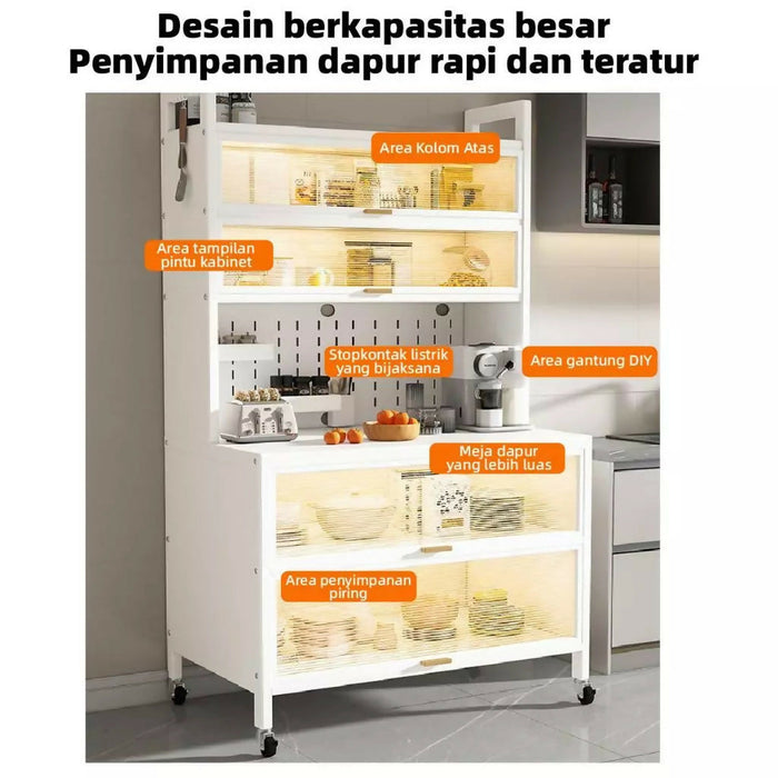 Rak Lemari Dapur/Rak Oven Microwave / Rak Kabinet Dapur/Rak Dapur Anti Debu/ Lemari Dapur Dengan Pintu/Rak dapur