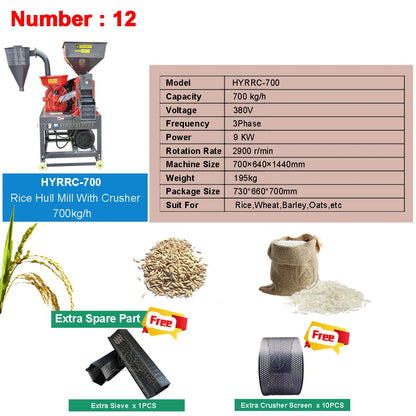 Hot Sale Best Quality 700-1000kg/h Portable Wheat Barley Sorghum Corn Big Rice Mill Milling Machine Combined Machinery