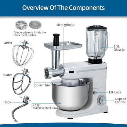 Counter Top 3 in 1Dough Mixer Cake Mixers Domestic Food Planetary Mixer for Kitchen Bakery