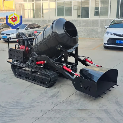 2025 New Trend Mini Cement Mixer Machine 800L Dumper Truck Crawler Mobile Mini Concrete Mixer