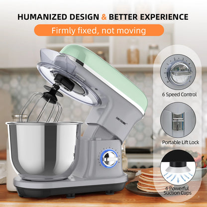 5L 1500W Electric Stand Mixer Kitchen Tilt-Head Cake Food Mixer with 6-Speed Durable Plastic Housing and Beater Ejector Button