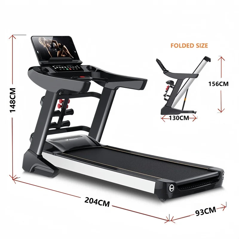 Hot Seller Luxury Large LED Screen Electric Treadmill Foldable Multi-Function Wireless Touch Shock Absorption for Home Exercise