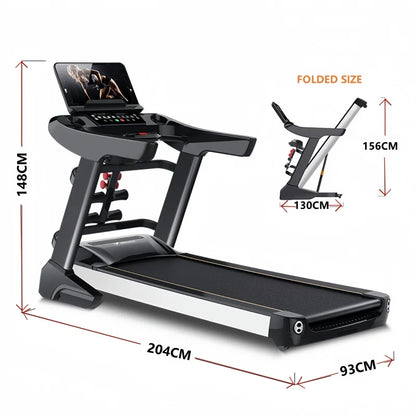 Hot Seller Luxury Large LED Screen Electric Treadmill Foldable Multi-Function Wireless Touch Shock Absorption for Home Exercise