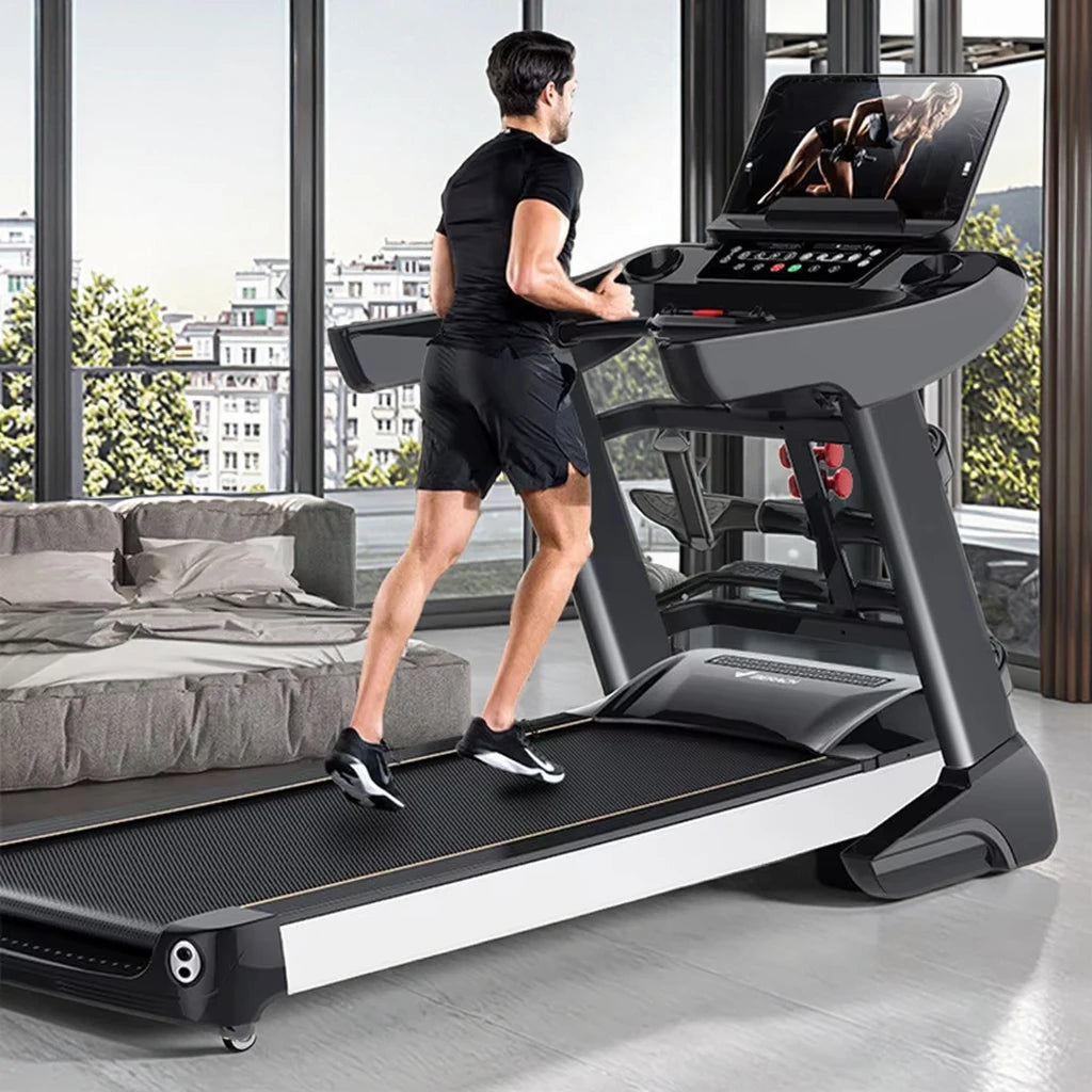 Hot Seller Luxury Large LED Screen Electric Treadmill Foldable Multi-Function Wireless Touch Shock Absorption for Home Exercise