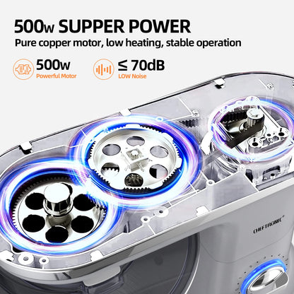 5L 1500W Electric Stand Mixer Kitchen Tilt-Head Cake Food Mixer with 6-Speed Durable Plastic Housing and Beater Ejector Button