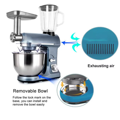 High Quality Dough Mixer Professional Multifonctional Stand Mixer Bakery Machine Pizza French Bread Dough Hooks Food Mixer