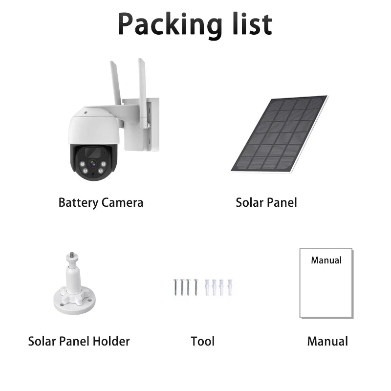 Hot Selling Solar Ptz Camera Outdoor Wireless WiFi IP65 Waterproof Pan 320 Degree and Tilt 90 Degree Two Way Audio Intercom