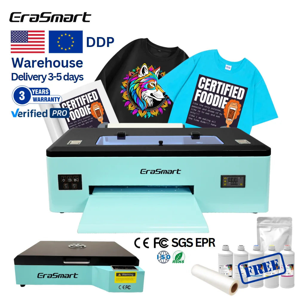 Free Shipping EraSmart Digital A3 Pet Film T-shirt Printing Textile Machine Dtf Print 30cm Width Dtf Printers With Xp600 Head