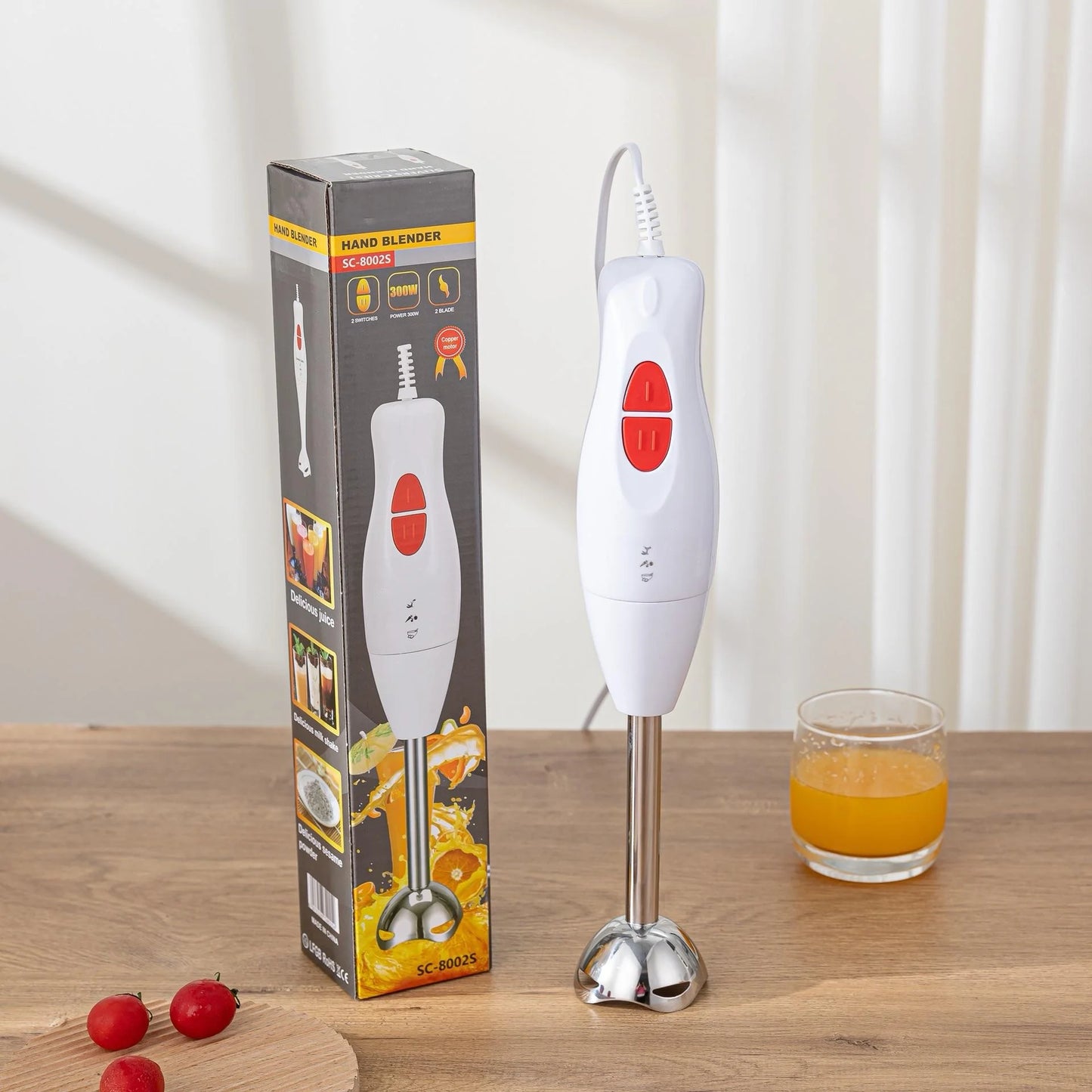 1000w Electric Blender Handheld Home Use 4 Blades Hand Mixer for Kitchen Fast Easy Clean Blender