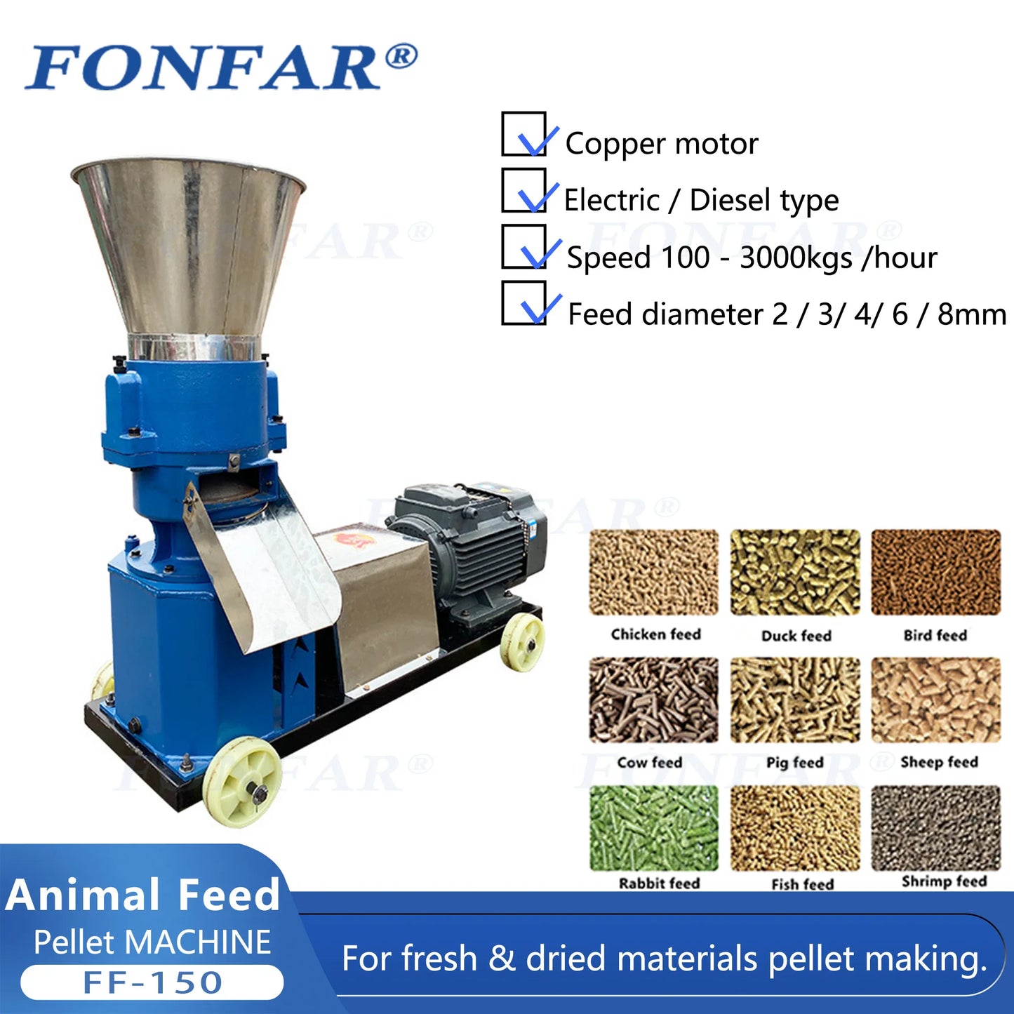 High Capacity 100-200kg/h Animal Food Making Machine /Poultry Feed Pellet Machine