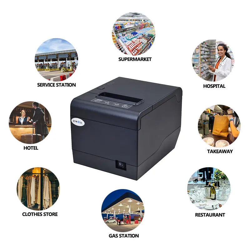 Custom Receipt POS Printer ZYWELL 80 mm USB Bluetooth WIFI Thermal Bill Ticket Printer