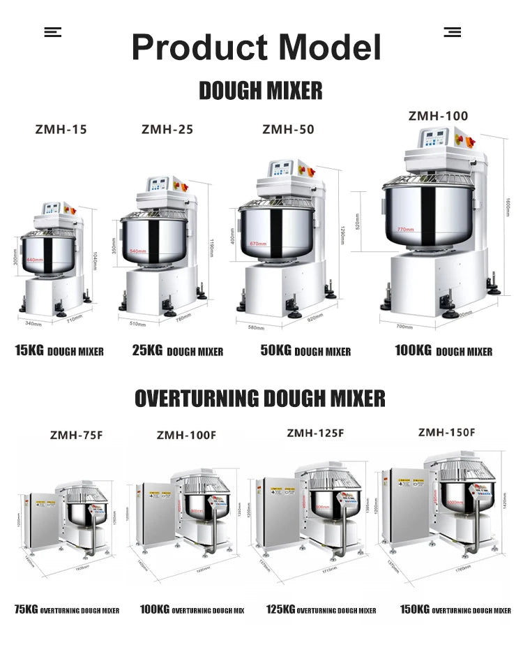 High Quality Commercial Bread Making Machine Taiwan Dough Mixer 15kg 25kg 50kg 75kg 100kg Bakery 10kg Bread Dough Mixer