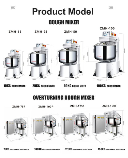 High Quality Commercial Bread Making Machine Taiwan Dough Mixer 15kg 25kg 50kg 75kg 100kg Bakery 10kg Bread Dough Mixer