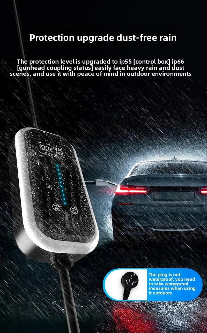 7KW Portable EV Charger for Tesla & BYD with Free Grounding, New Energy Vehicle Home and Outdoor Charging Station