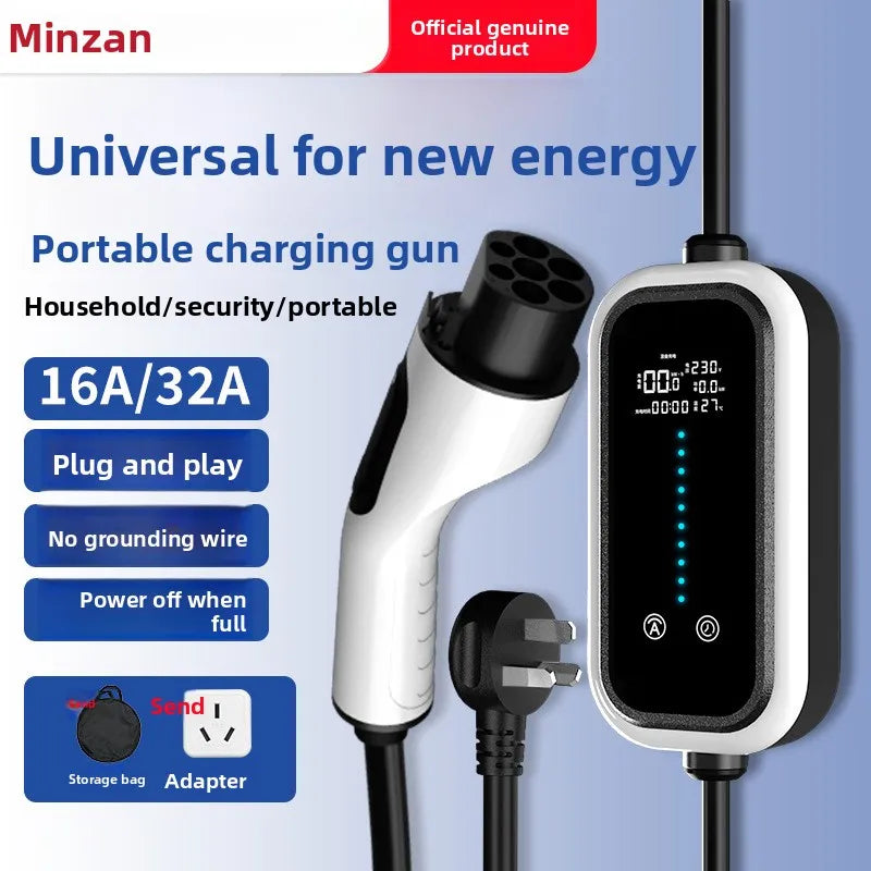 7KW Portable EV Charger for Tesla & BYD with Free Grounding, New Energy Vehicle Home and Outdoor Charging Station
