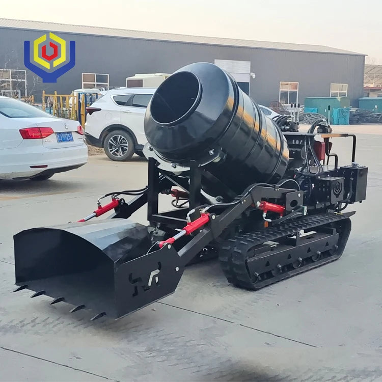 2025 New Trend Mini Cement Mixer Machine 800L Dumper Truck Crawler Mobile Mini Concrete Mixer