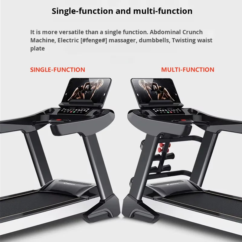 Hot Seller Luxury Large LED Screen Electric Treadmill Foldable Multi-Function Wireless Touch Shock Absorption for Home Exercise