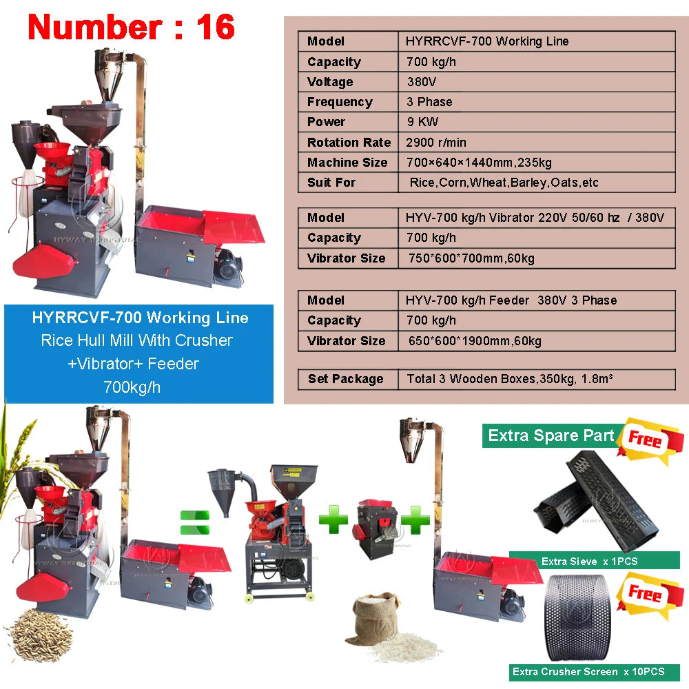 Hot Sale Best Quality 700-1000kg/h Portable Wheat Barley Sorghum Corn Big Rice Mill Milling Machine Combined Machinery