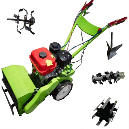 Small Agricultural Two-drive Tire Walking Gasoline Mower Four-stroke Trencher Rotary Tiller for Orchards and Vegetable Gardens