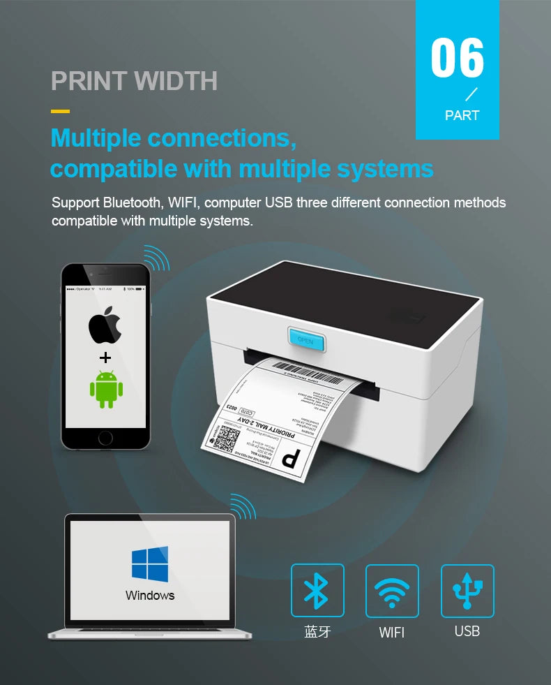 High-Speed 4X6 Barcode Printer 9920 USB110mm 203DPI Shipping Address Thermal Label Maker Stock Product