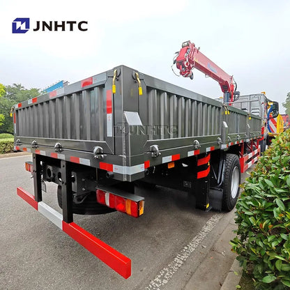 New HOWO Crane Truck 4X2 10T Flatbed Dropside Cargo Crane Truck With Straight Arm Boom Crane